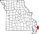 A state map highlighting Mississippi County in the southeastern part of the state.