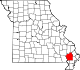 A state map highlighting Stoddard County in the southeastern part of the state.